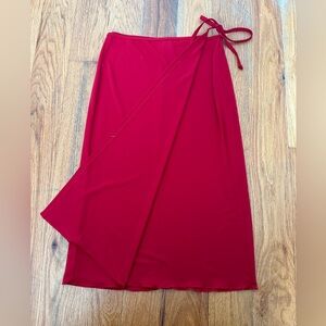 ✨red 90s wrap midi skirt✨
